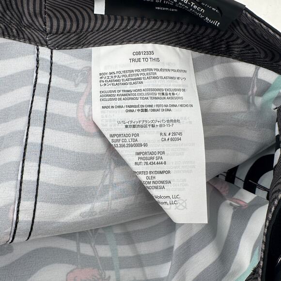 Volcom  Flamingbros Mod Tech Swim Trunks Boys Size 27 14 Large Flamingo Print - Picture 6 of 7